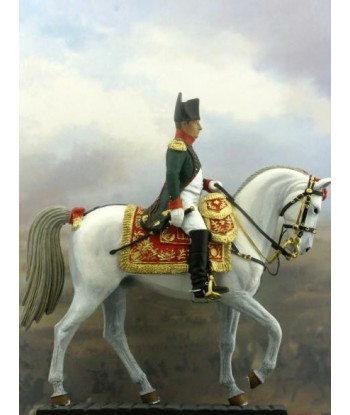 Napoleon on horse in chasser uniform.